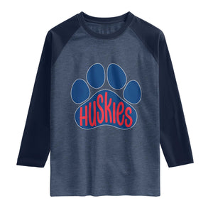 Siberian Husky Fan Paw Raglan Shirt Sports Dog Lover TS12 Heather Denim Navy Print Your Wear