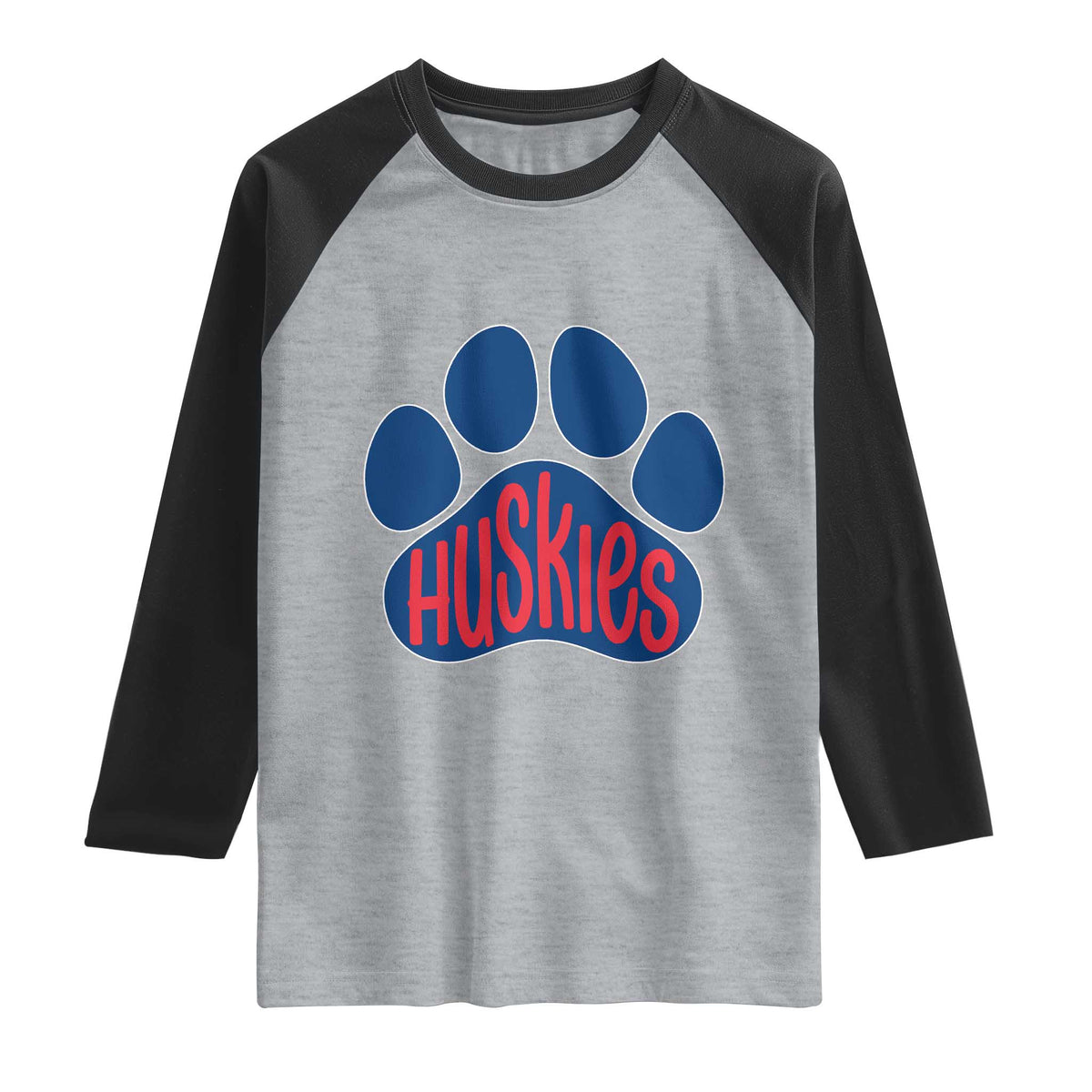 Siberian Husky Fan Paw Raglan Shirt Sports Dog Lover TS12 Heather Gray Black Print Your Wear