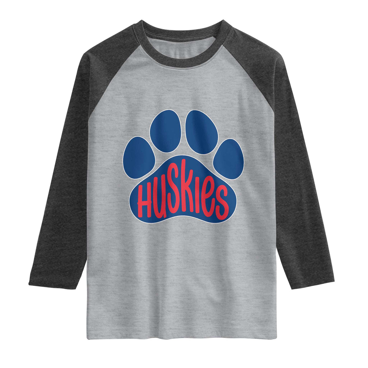 Siberian Husky Fan Paw Raglan Shirt Sports Dog Lover TS12 Heather Gray Heather Charcoal Print Your Wear