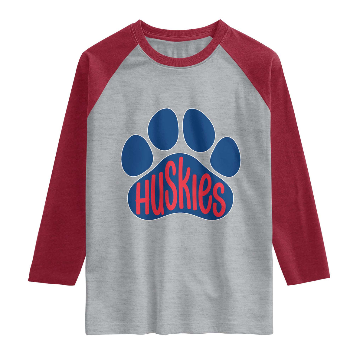 Siberian Husky Fan Paw Raglan Shirt Sports Dog Lover TS12 Heather Gray Heather Red Print Your Wear
