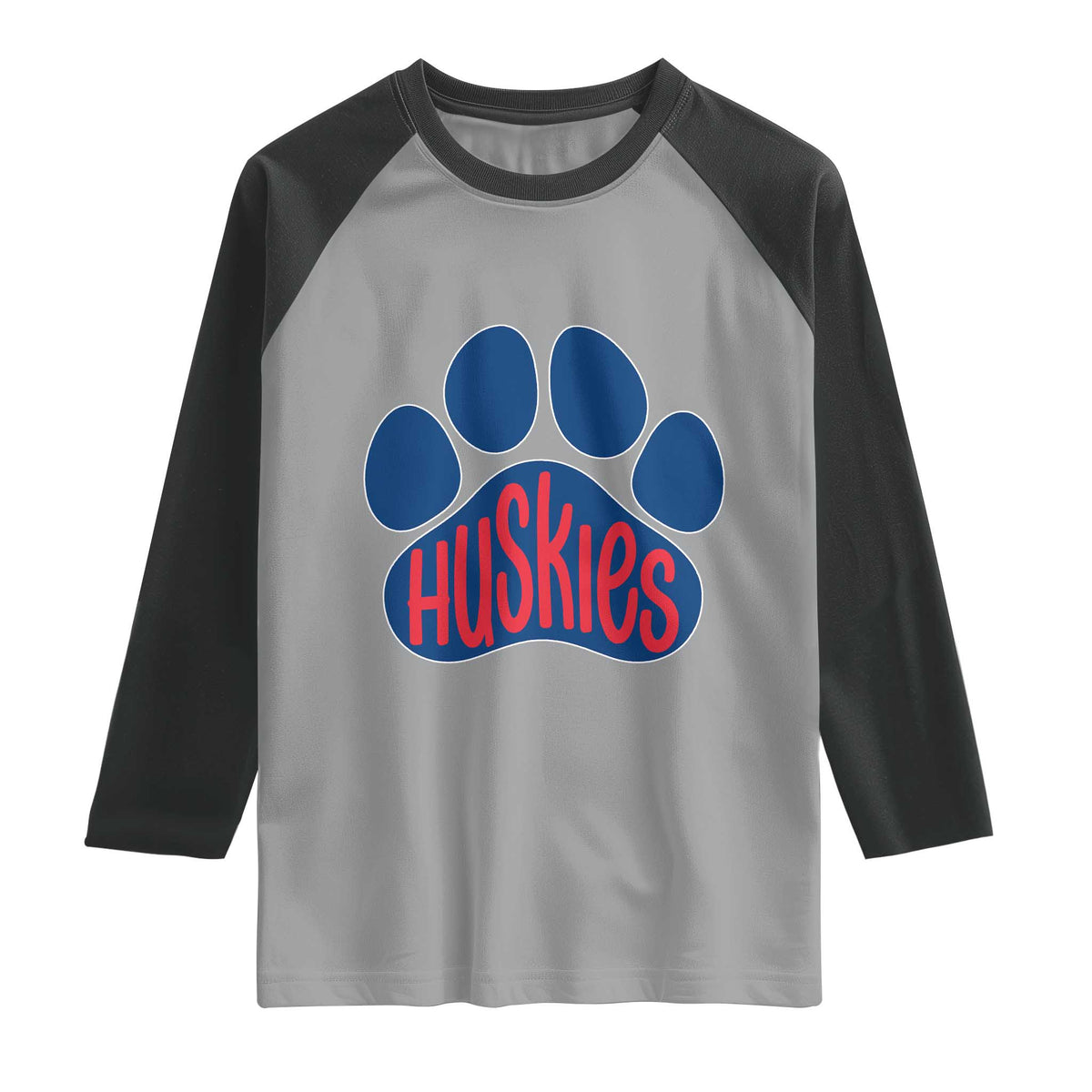 Siberian Husky Fan Paw Raglan Shirt Sports Dog Lover TS12 Sport Gray Black Print Your Wear
