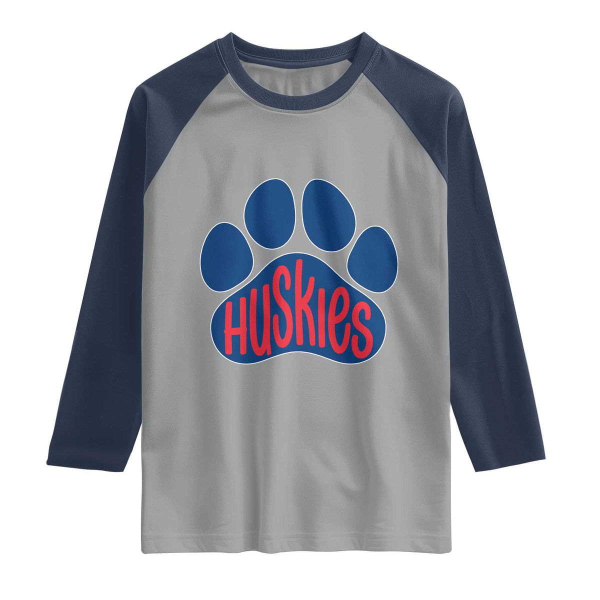 Siberian Husky Fan Paw Raglan Shirt Sports Dog Lover TS12 Sport Gray Navy Print Your Wear