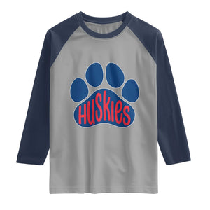 Siberian Husky Fan Paw Raglan Shirt Sports Dog Lover TS12 Sport Gray Navy Print Your Wear
