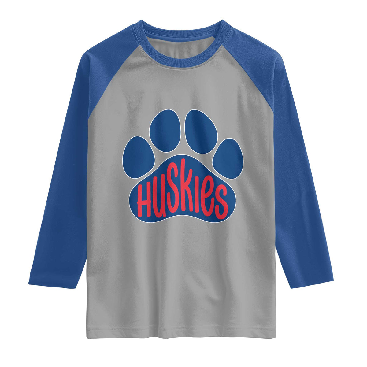 Siberian Husky Fan Paw Raglan Shirt Sports Dog Lover TS12 Sport Gray Royal Print Your Wear