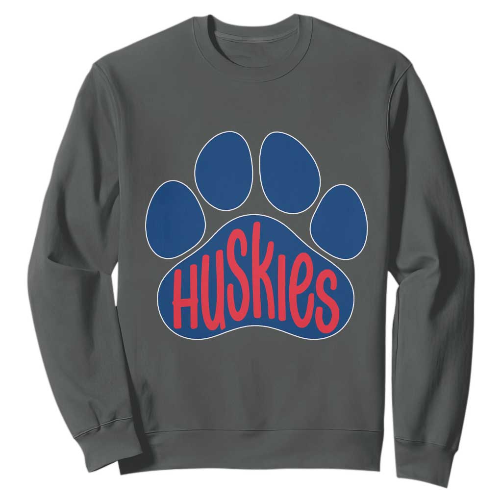 Siberian Husky Fan Paw Sweatshirt Sports Dog Lover TS12 Dark Heather Print Your Wear