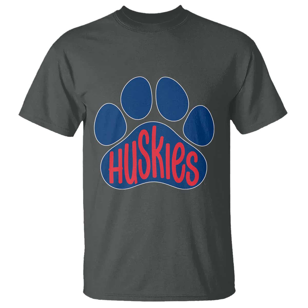 Siberian Husky Fan Paw T Shirt Sports Dog Lover TS12 Dark Heather Print Your Wear