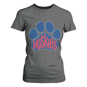 Siberian Husky Fan Paw T Shirt For Women Sports Dog Lover TS12 Dark Heather Print Your Wear