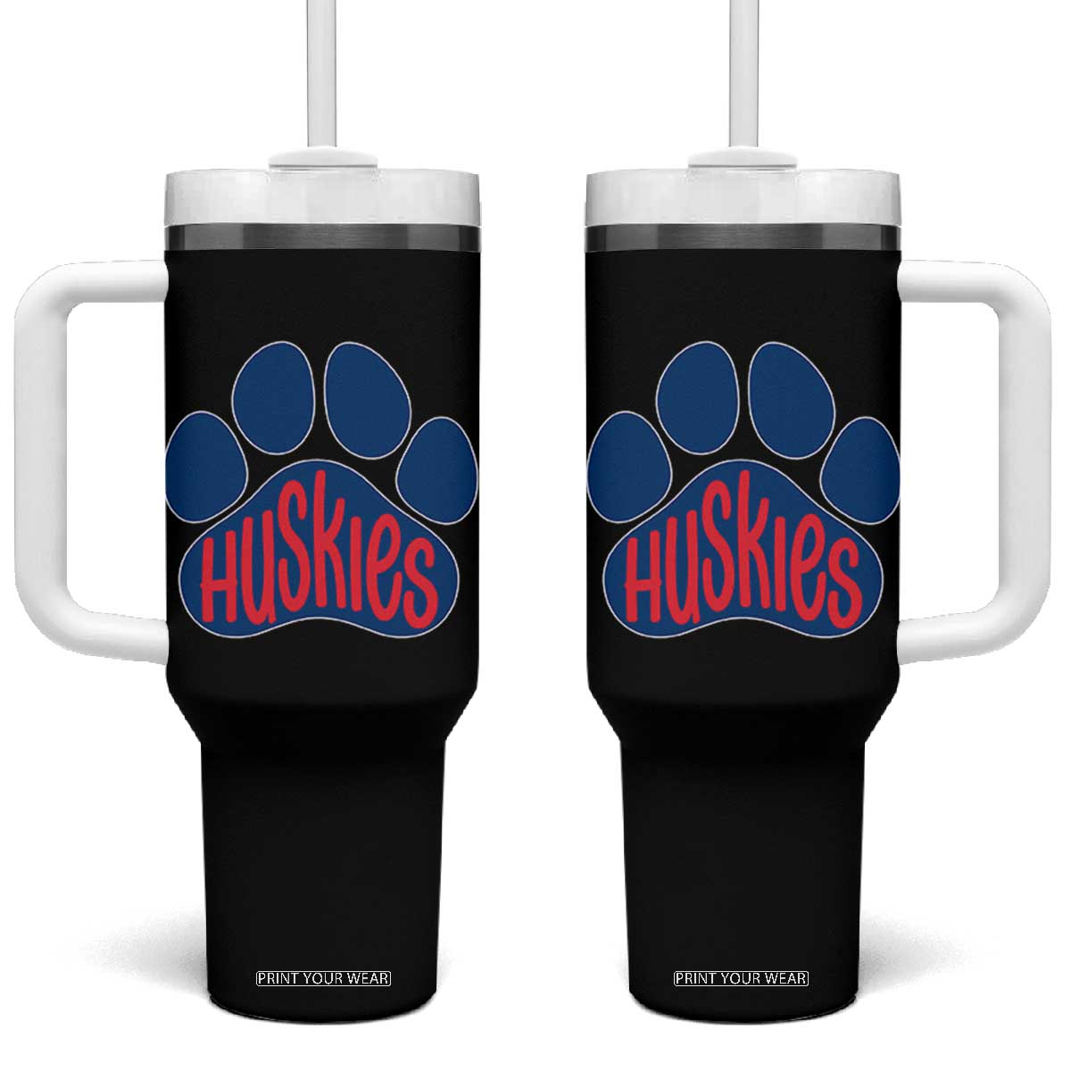 Siberian Husky Fan Paw Tumbler With Handle Sports Dog Lover TS12 One Size: 40 oz Black Print Your Wear