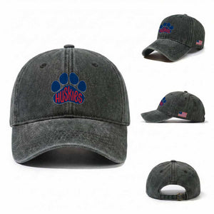 Siberian Husky Fan Paw Washed Cotton Baseball Cap Sports Dog Lover TS12 Washed Cap Universal Fit Dark Green Print Your Wear