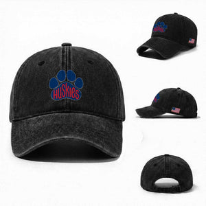 Siberian Husky Fan Paw Washed Cotton Baseball Cap Sports Dog Lover TS12 Washed Cap Universal Fit Black Print Your Wear
