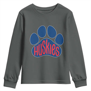 Siberian Husky Fan Paw Youth Sweatshirt Sports Dog Lover TS12 Dark Heather Print Your Wear
