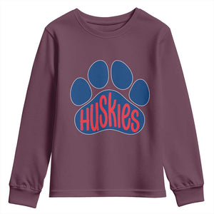 Siberian Husky Fan Paw Youth Sweatshirt Sports Dog Lover TS12 Maroon Print Your Wear