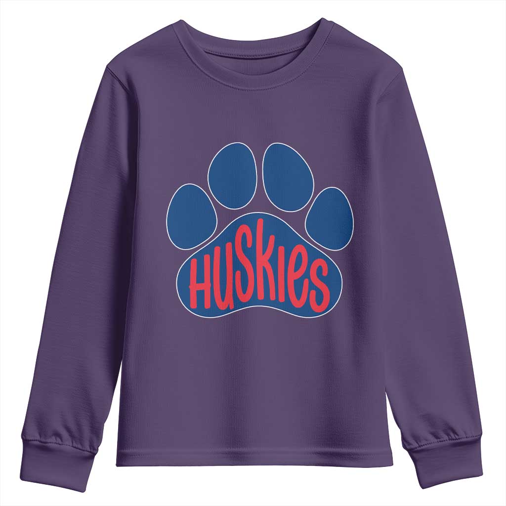Siberian Husky Fan Paw Youth Sweatshirt Sports Dog Lover TS12 Purple Print Your Wear