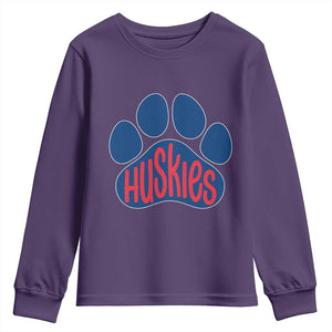 Siberian Husky Fan Paw Youth Sweatshirt Sports Dog Lover TS12 Purple Print Your Wear