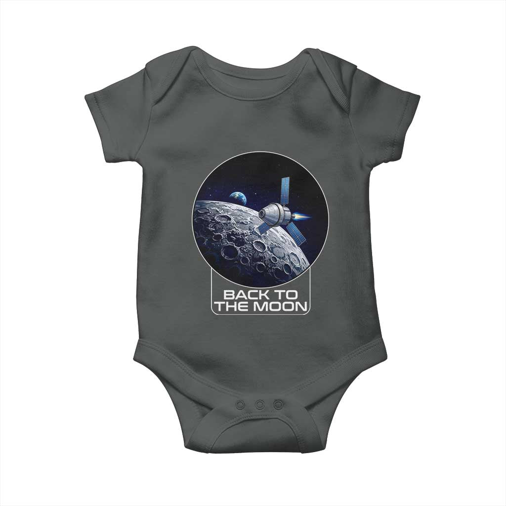 Back To The Moon Baby Onesie Lunar Mission Astronaut Space Lover TS12 Dark Heather Print Your Wear