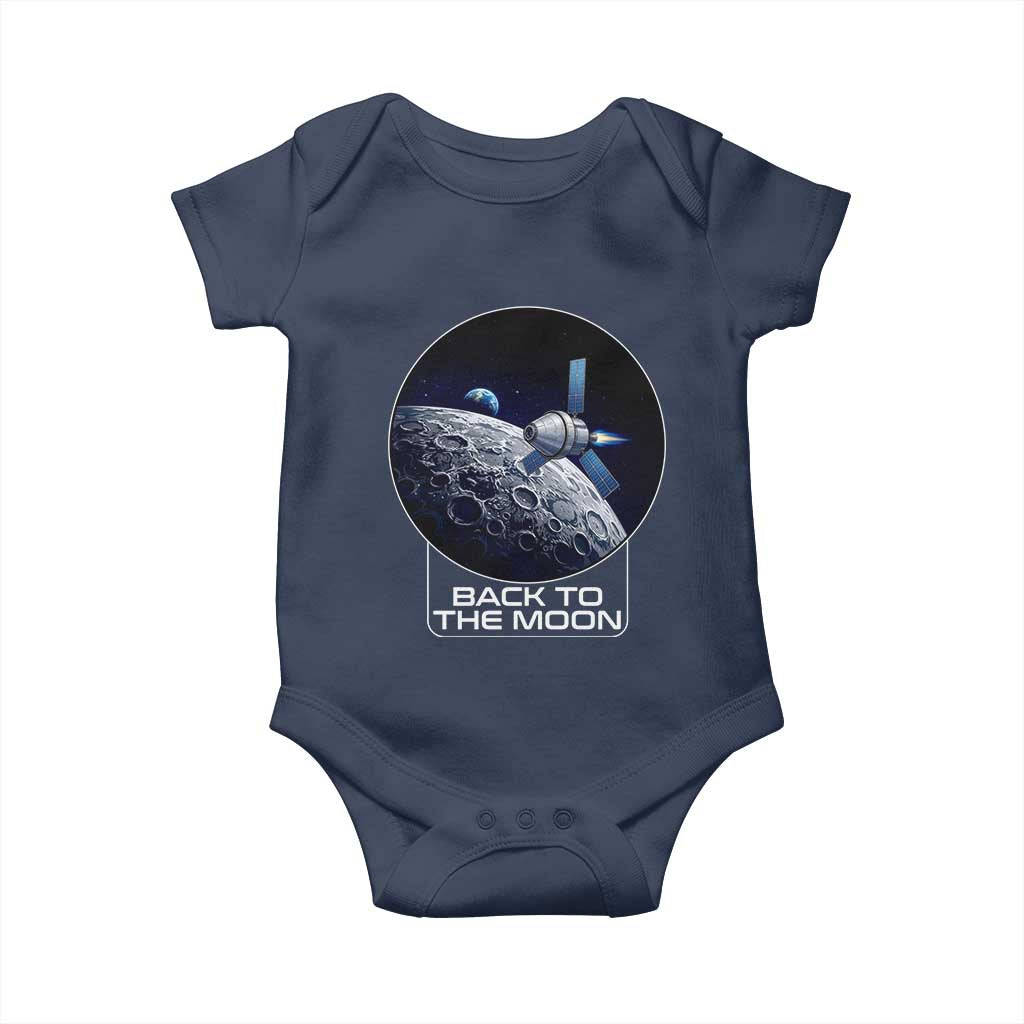 Back To The Moon Baby Onesie Lunar Mission Astronaut Space Lover TS12 Navy Print Your Wear