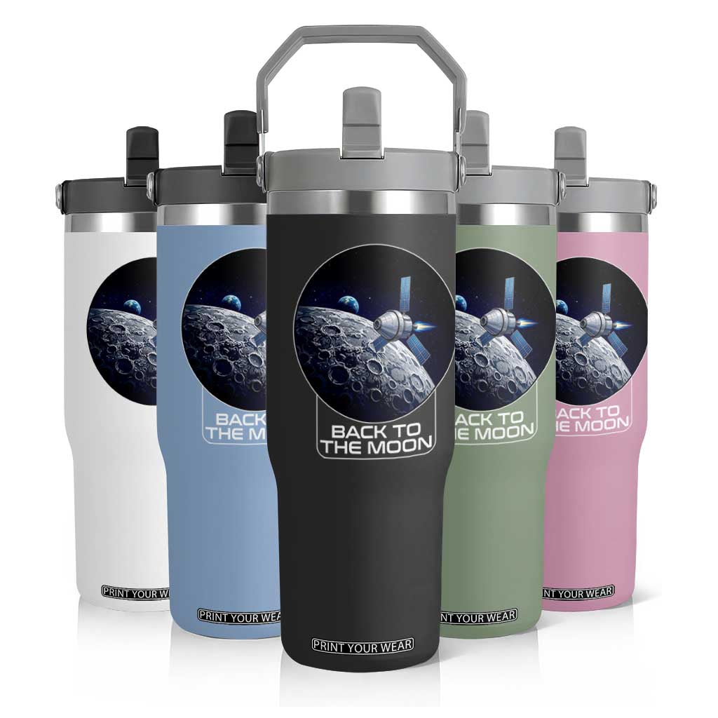 Back To The Moon Flip Straw Tumbler Lunar Mission Astronaut Space Lover TS12 Print Your Wear