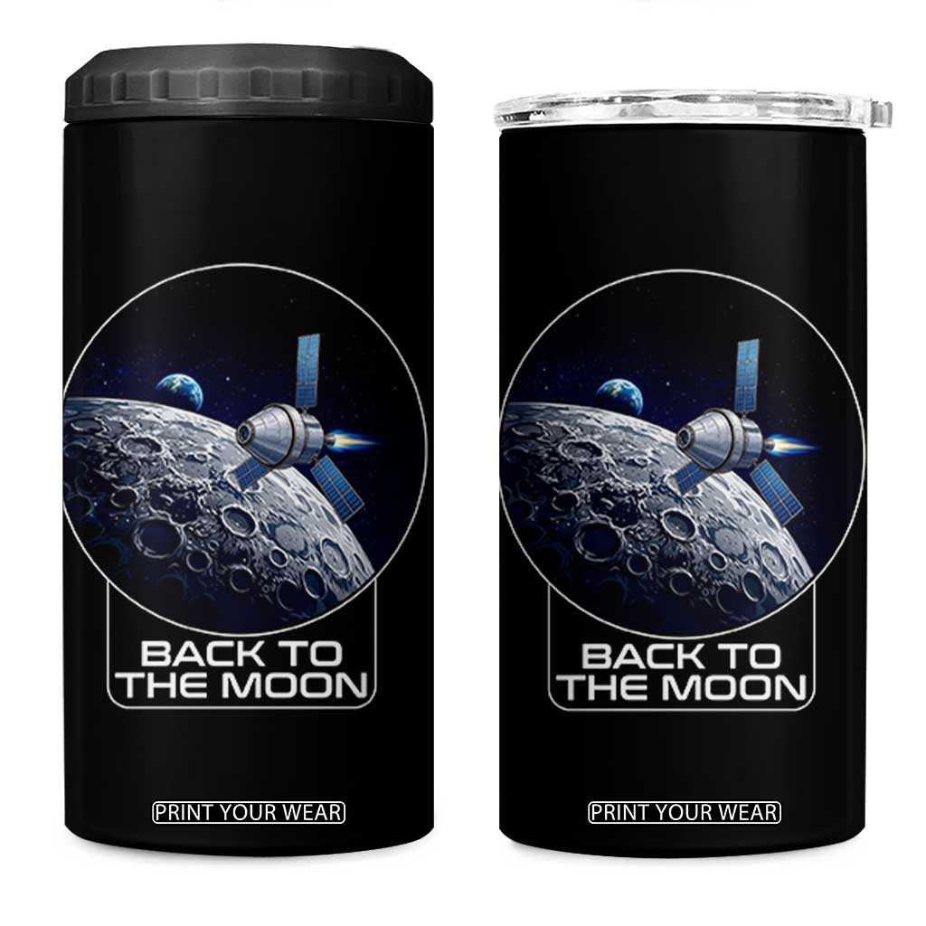 Back To The Moon 4 in 1 Can Cooler Tumbler Lunar Mission Astronaut Space Lover TS12 One Size: 16 oz Black Print Your Wear