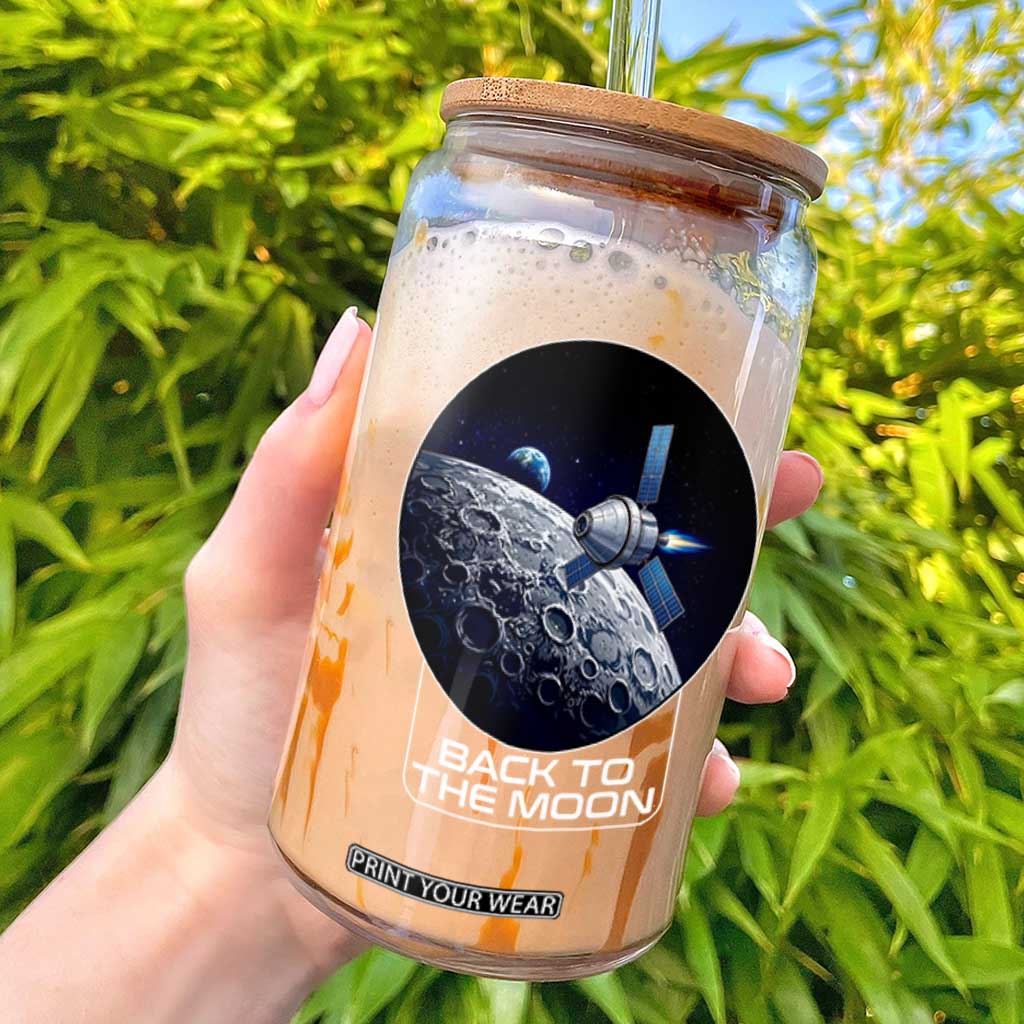 Back To The Moon Glass Can Lunar Mission Astronaut Space Lover TS12 Black Print Your Wear