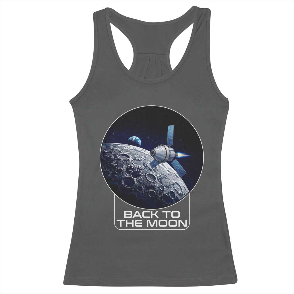 Back To The Moon Racerback Tank Top Lunar Mission Astronaut Space Lover TS12 Dark Heather Print Your Wear