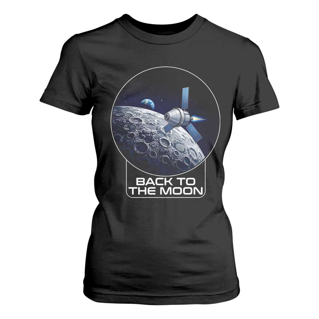 Back To The Moon T Shirt For Women Lunar Mission Astronaut Space Lover TS12 Black Print Your Wear