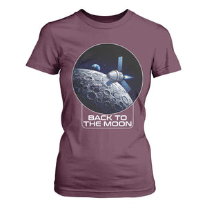 Back To The Moon T Shirt For Women Lunar Mission Astronaut Space Lover TS12 Maroon Print Your Wear