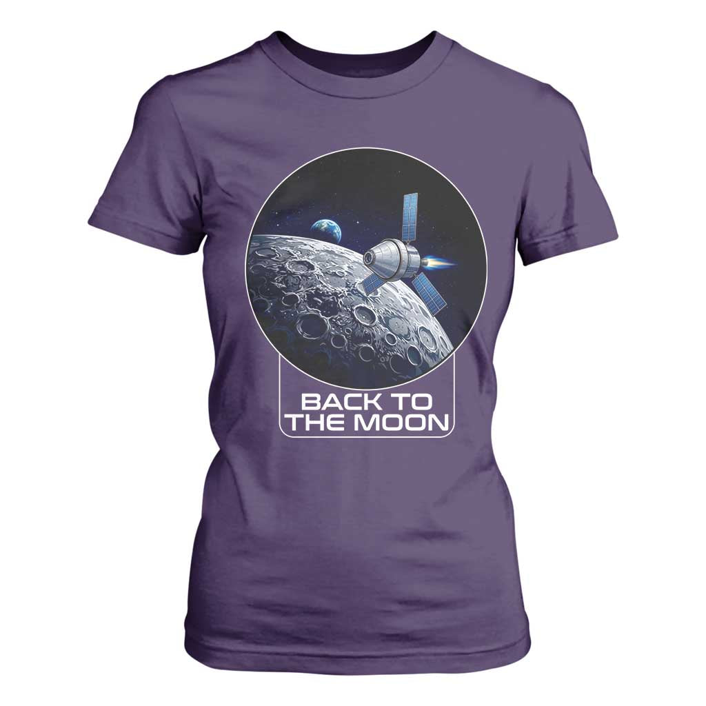 Back To The Moon T Shirt For Women Lunar Mission Astronaut Space Lover TS12 Purple Print Your Wear