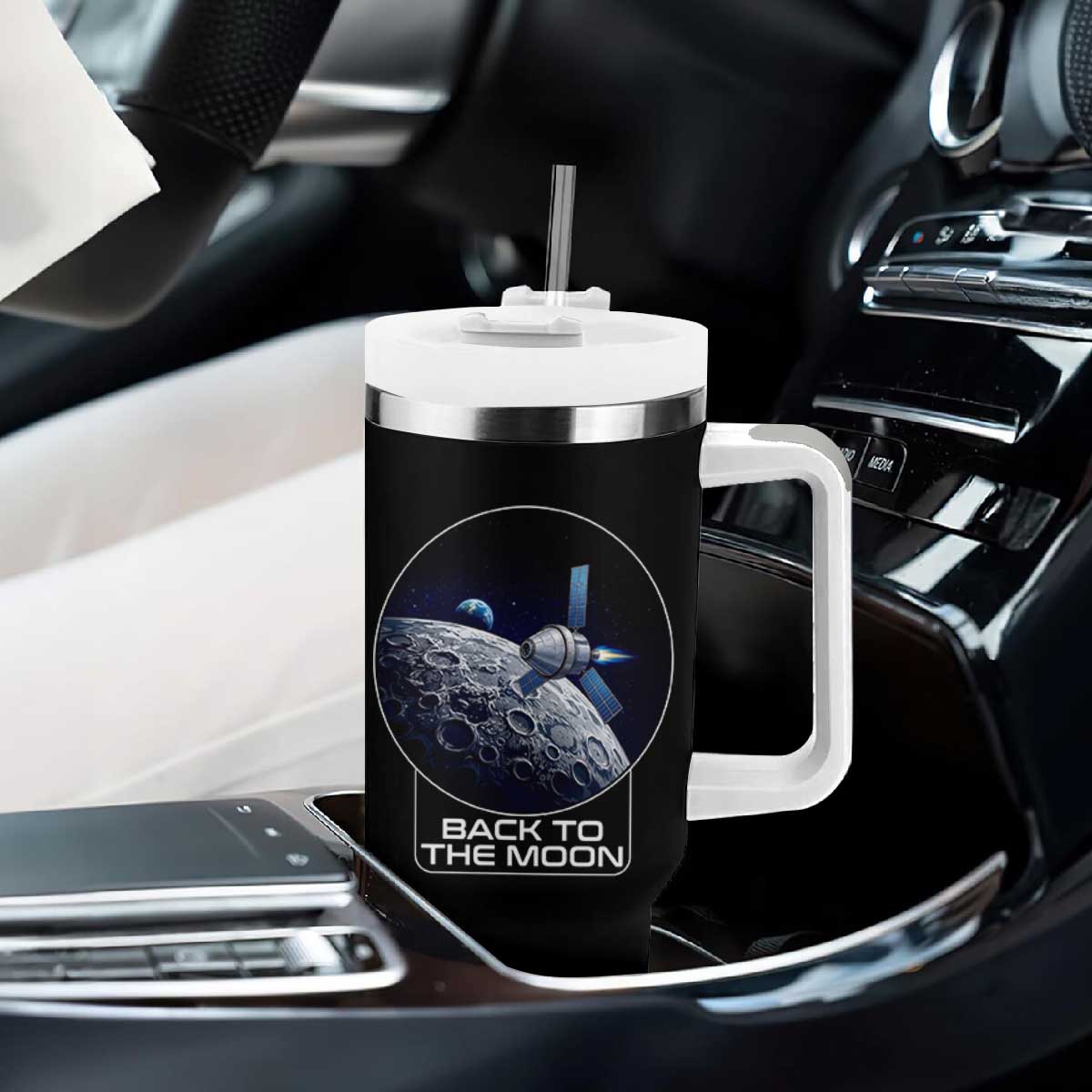 Back To The Moon Tumbler With Handle Lunar Mission Astronaut Space Lover TS12 Print Your Wear