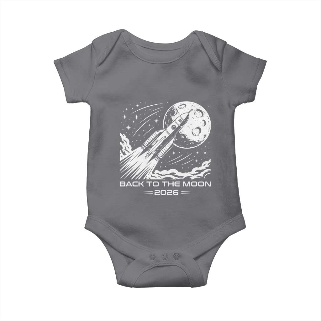 Back To The Moon Baby Onesie Space Exploration Moon Journey 2026 TS12 Charcoal Print Your Wear