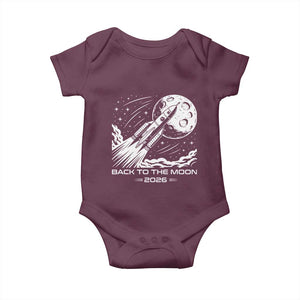 Back To The Moon Baby Onesie Space Exploration Moon Journey 2026 TS12 Maroon Print Your Wear