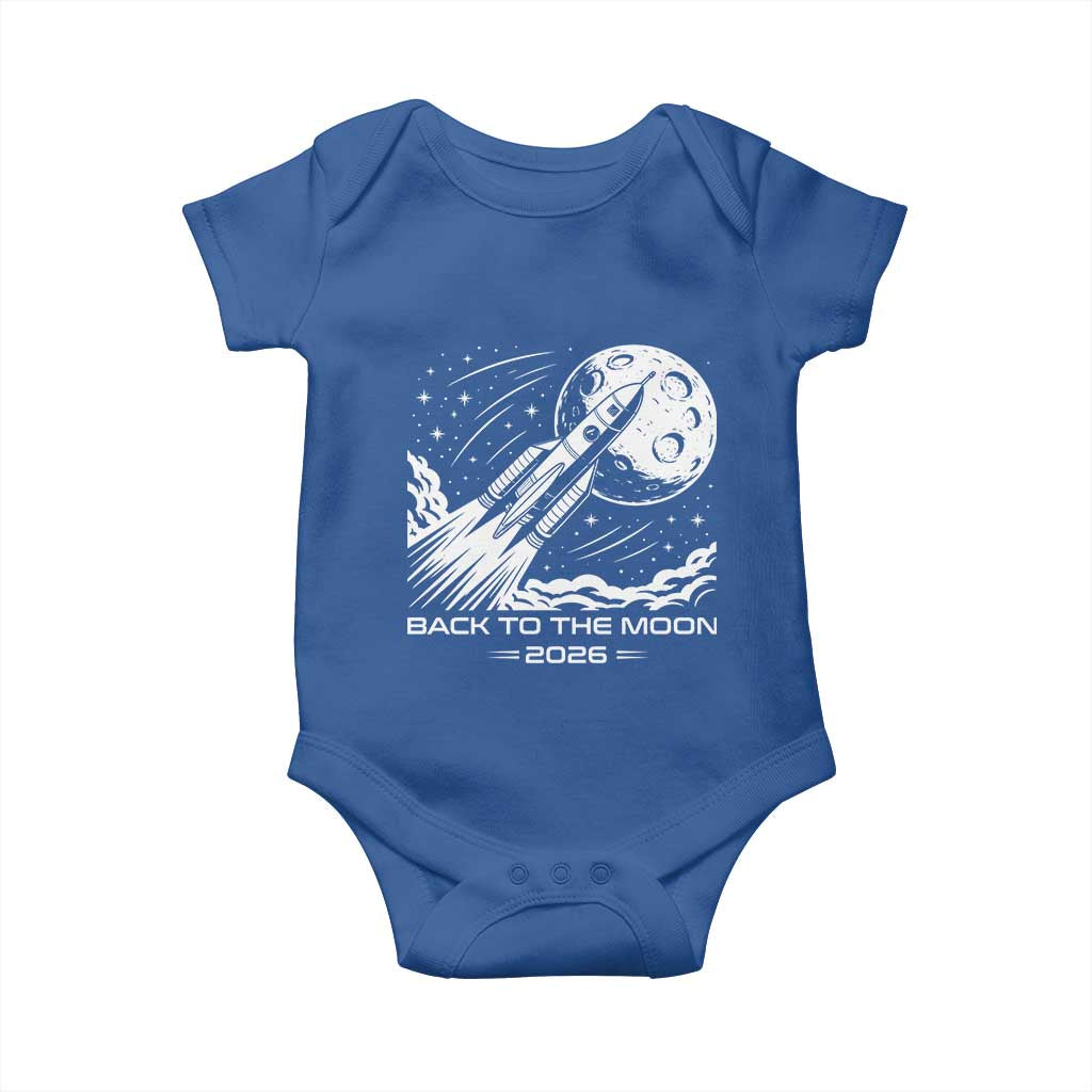 Back To The Moon Baby Onesie Space Exploration Moon Journey 2026 TS12 Royal Blue Print Your Wear