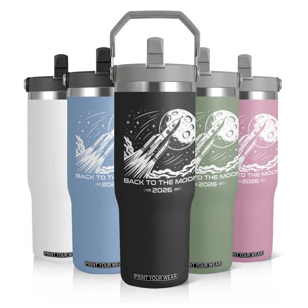 Back To The Moon Flip Straw Tumbler Space Exploration Moon Journey 2026 TS12 Print Your Wear