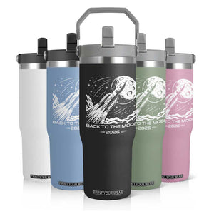 Back To The Moon Flip Straw Tumbler Space Exploration Moon Journey 2026 TS12 Print Your Wear
