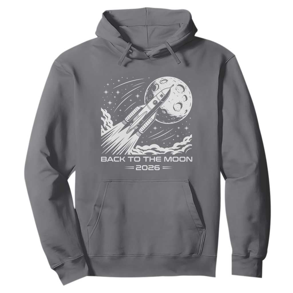 Back To The Moon Hoodie Space Exploration Moon Journey 2026 TS12 Charcoal Print Your Wear