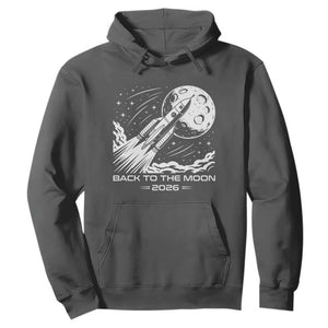 Back To The Moon Hoodie Space Exploration Moon Journey 2026 TS12 Dark Heather Print Your Wear