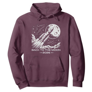Back To The Moon Hoodie Space Exploration Moon Journey 2026 TS12 Maroon Print Your Wear