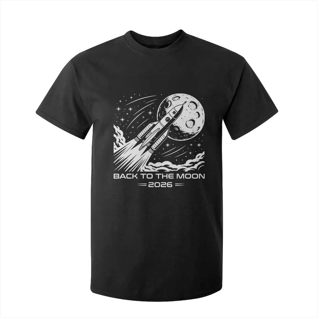 Back To The Moon T Shirt For Kid Space Exploration Moon Journey 2026 TS12 Black Print Your Wear