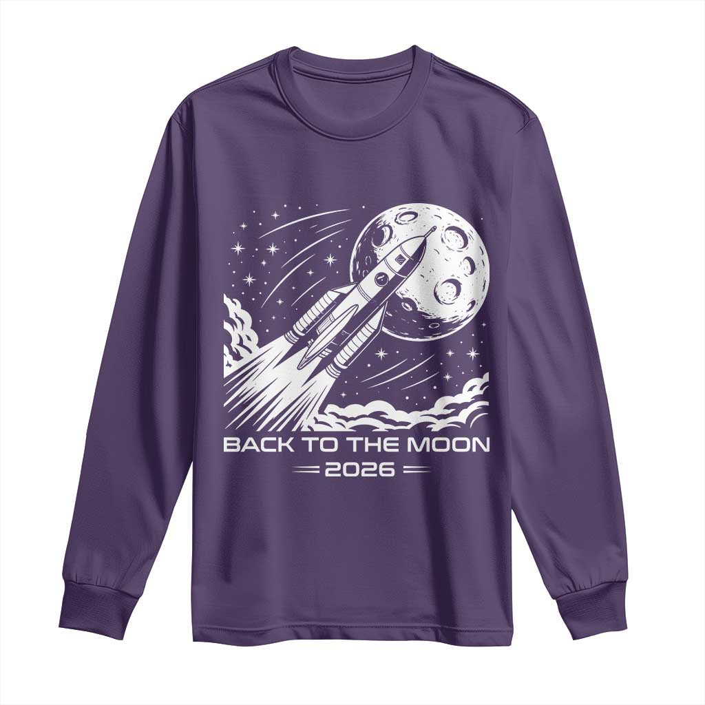Back To The Moon Long Sleeve Shirt Space Exploration Moon Journey 2026 TS12 Purple Print Your Wear