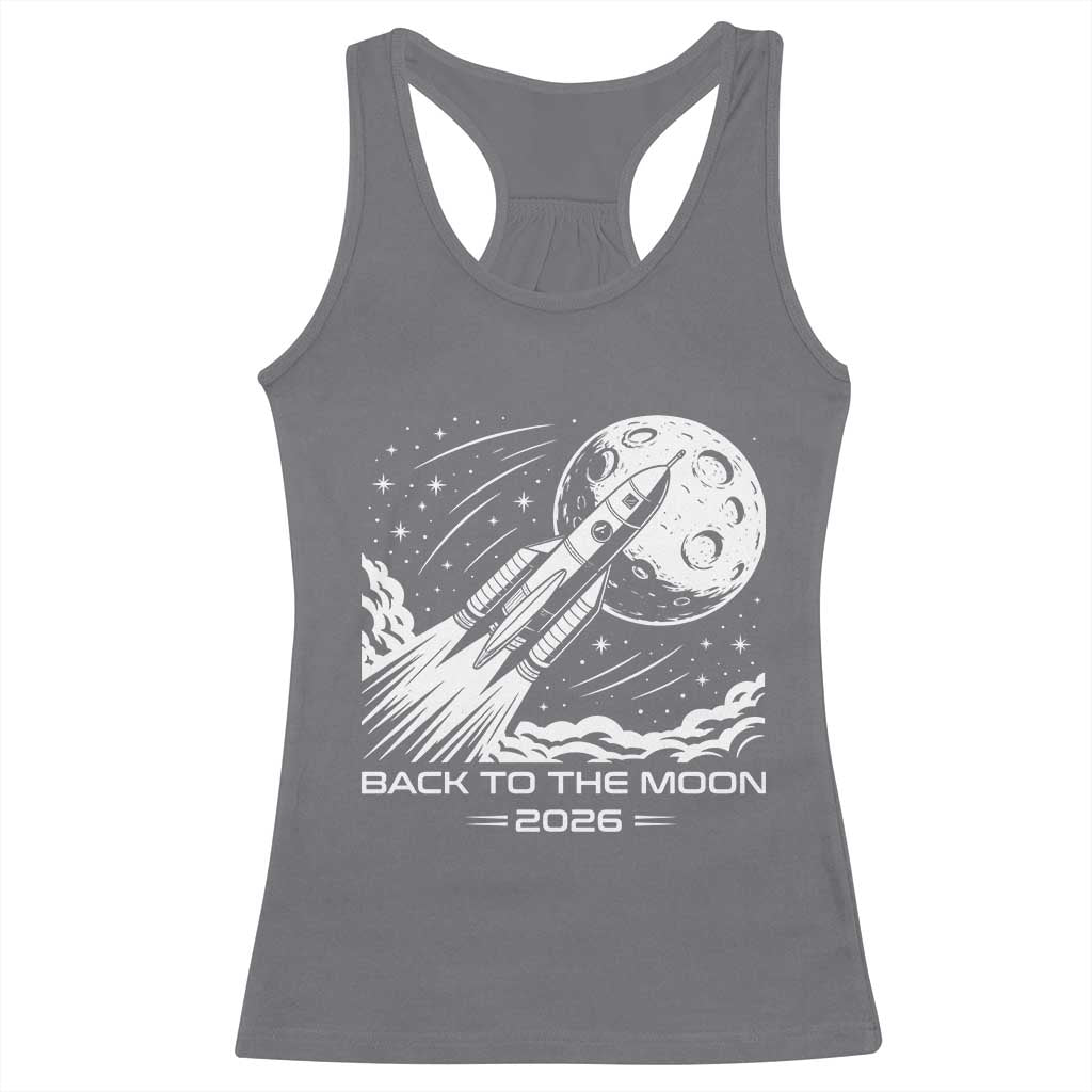 Back To The Moon Racerback Tank Top Space Exploration Moon Journey 2026 TS12 Charcoal Print Your Wear