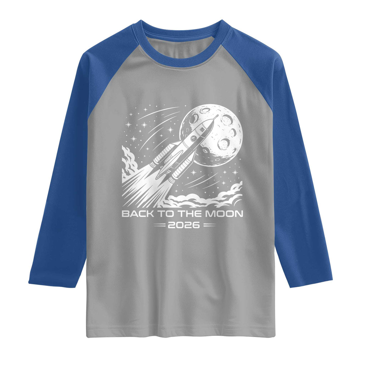 Back To The Moon Raglan Shirt Space Exploration Moon Journey 2026 TS12 Sport Gray Royal Print Your Wear