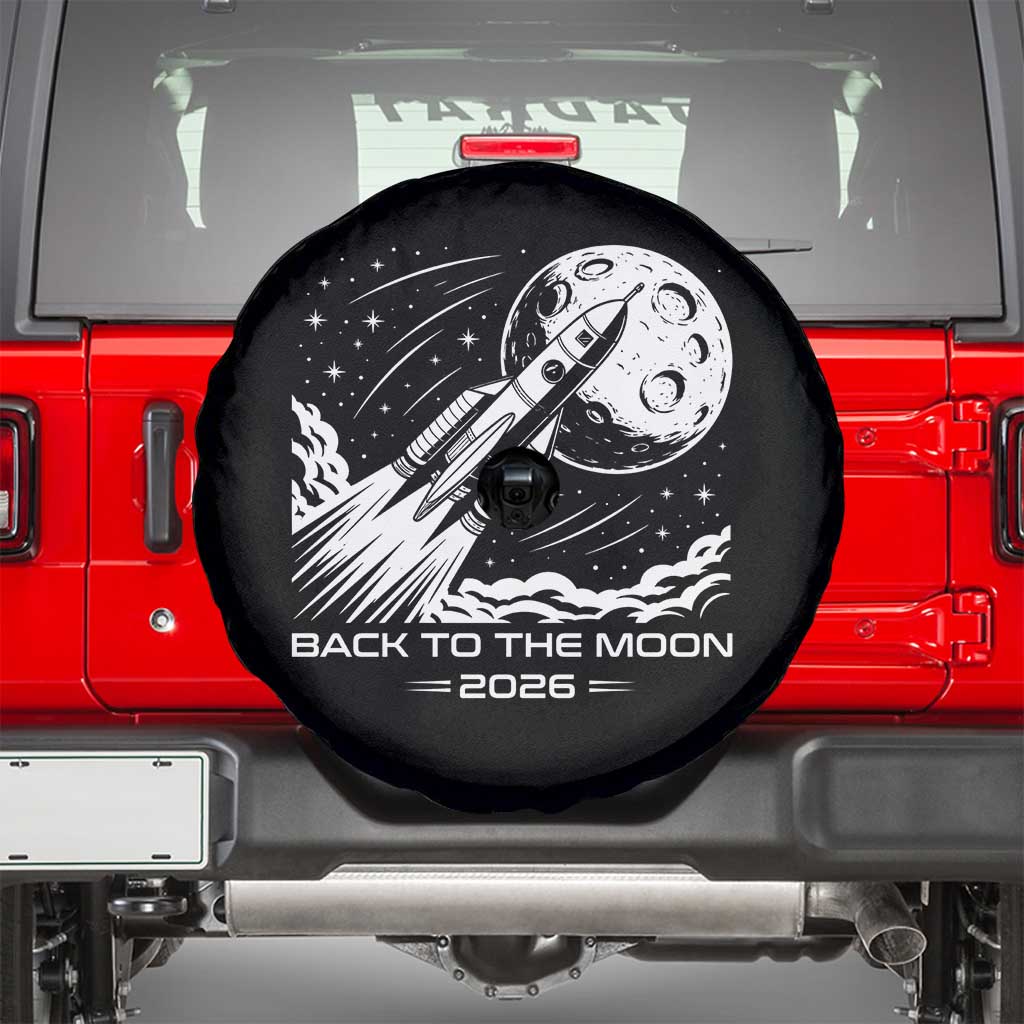 Back To The Moon Spare Tire Cover Space Exploration Moon Journey 2026 TS12 Black Print Your Wear