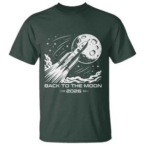 Back To The Moon T Shirt Space Exploration Moon Journey 2026 TS12 Dark Forest Green Print Your Wear