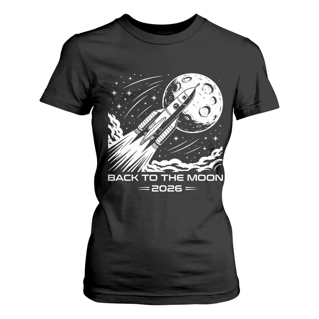 Back To The Moon T Shirt For Women Space Exploration Moon Journey 2026 TS12 Black Print Your Wear