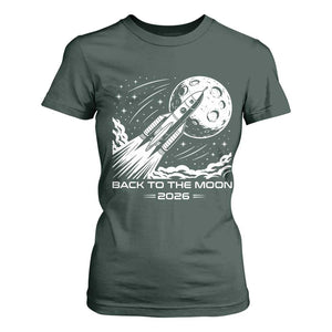Back To The Moon T Shirt For Women Space Exploration Moon Journey 2026 TS12 Dark Forest Green Print Your Wear