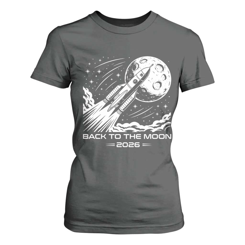 Back To The Moon T Shirt For Women Space Exploration Moon Journey 2026 TS12 Dark Heather Print Your Wear