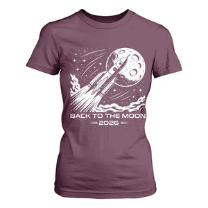 Back To The Moon T Shirt For Women Space Exploration Moon Journey 2026 TS12 Maroon Print Your Wear