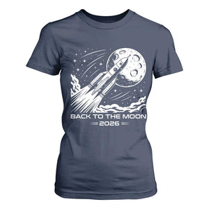Back To The Moon T Shirt For Women Space Exploration Moon Journey 2026 TS12 Navy Print Your Wear