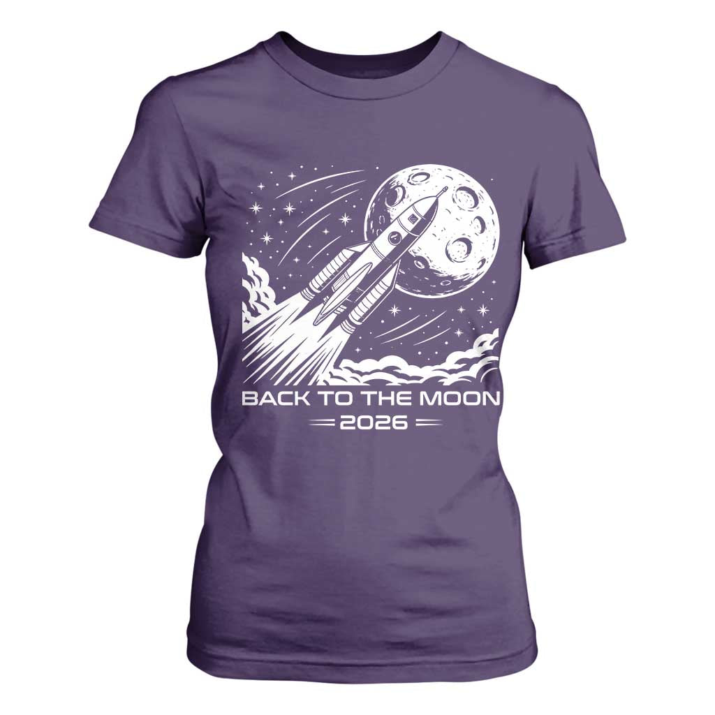 Back To The Moon T Shirt For Women Space Exploration Moon Journey 2026 TS12 Purple Print Your Wear