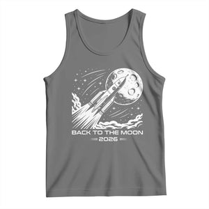 Back To The Moon Tank Top Space Exploration Moon Journey 2026 TS12 Black Heather Print Your Wear