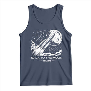 Back To The Moon Tank Top Space Exploration Moon Journey 2026 TS12 Navy Print Your Wear
